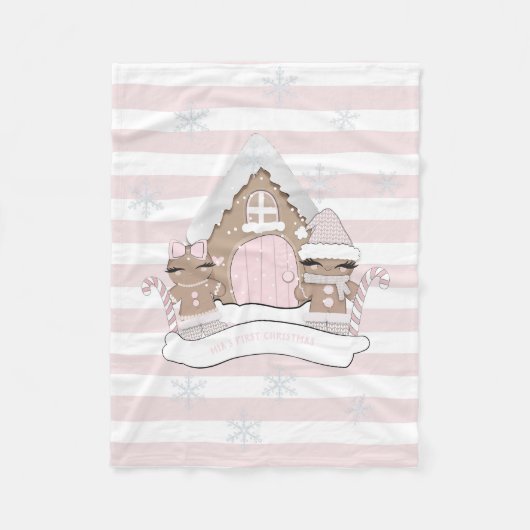 Weihnachts-Pink-Lebkuchen Thema Blanket Fleecedecke (Vorderseite)
