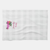 Weihnachts-Pink-LKW mit Baum und Wünschen Geschirrtuch (Horizontal)