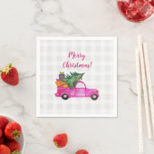 Weihnachts-Pink-LKW mit Baum und Wünschen Serviette (Beispiel)