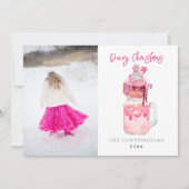 Weihnachts-Pink-Milchshake Feiertagskarte (Vorderseite)