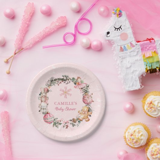 Weihnachts-Pink-Nutcracker-Kinderdusche Pappteller (Party)