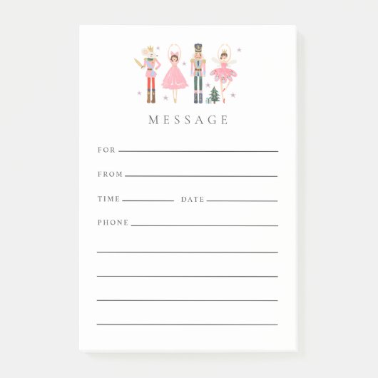 Weihnachts-Pink-Nutcracker-Schreibtischnachricht Post-it Klebezettel (Vorderseite)