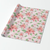 Weihnachts-Pink-Poinsettia-Blume Geschenkpapier (Ungerollt)