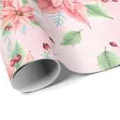 Weihnachts-Pink-Poinsettia-Blume Geschenkpapier (Rolleneckpunkt)