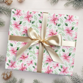 Weihnachts-Pink-Poinsettia-Blume Geschenkpapier