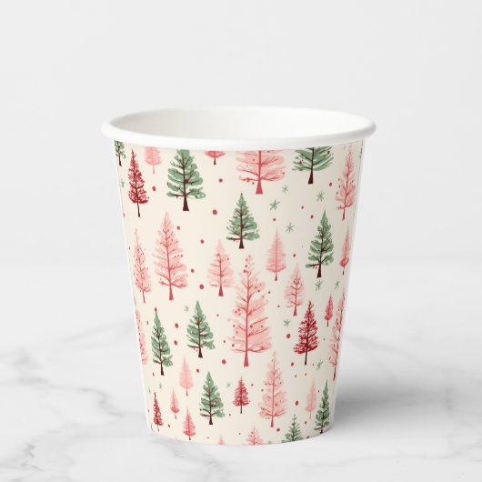 Weihnachts-Pink-Tasse. Pappbecher (Vorderseite)