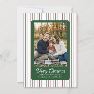 Weihnachts-Pinstripe mit grünem Feld Familienfoto Feiertagskarte
