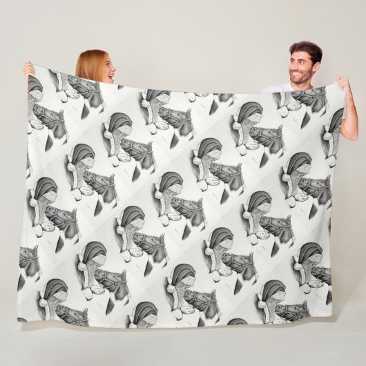 Weihnachts Pinto Paint Horse und Santa Fleecedecke (Beispiel)