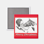 Weihnachts Pinto Paint Horse und Santa Magnet (Vorderseite/Rückseite)