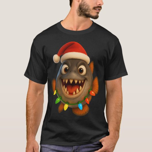 Weihnachts-Piranha T-Shirt (Vorderseite)