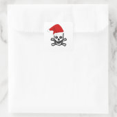 Weihnachts-Piratenskull mit Weihnachtsmannmütze Quadratischer Aufkleber (Tasche)