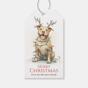 Weihnachts-Pit-Bull-Hund-Geschenkanhänger Geschenkanhänger