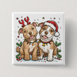 Weihnachts-Pit Bull-Hunde Button