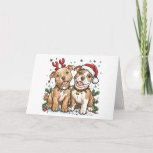 Weihnachts-Pit Bull-Hunde Feiertagskarte