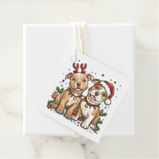 Weihnachts-Pit Bull-Hunde Geschenkanhänger (Beispiel)