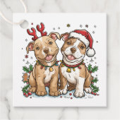 Weihnachts-Pit Bull-Hunde Geschenkanhänger (Vorderseite)