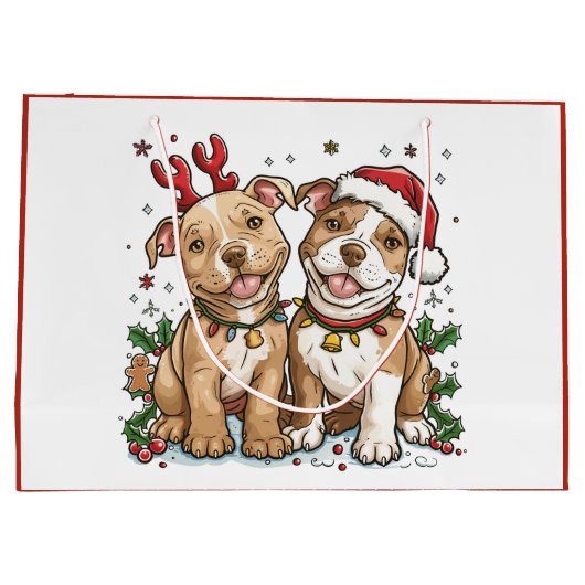 Weihnachts-Pit Bull-Hunde Große Geschenktüte (Rückseite)