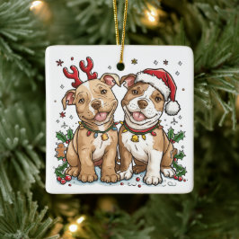 Weihnachts-Pit Bull-Hunde Keramikornament