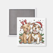 Weihnachts-Pit Bull-Hunde Magnet (Vorderseite/Rückseite)