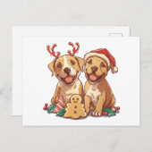 Weihnachts-Pit Bull-Hunde Postkarte (Vorne/Hinten)