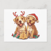 Weihnachts-Pit Bull-Hunde Postkarte (Vorderseite)