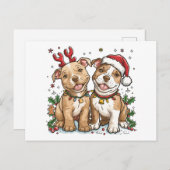 Weihnachts-Pit Bull-Hunde Postkarte (Vorne/Hinten)