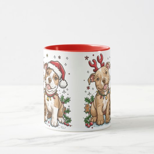 Weihnachts-Pit Bull-Hunde Tasse (Zentrum)