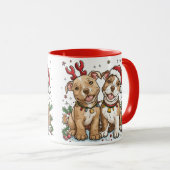 Weihnachts-Pit Bull-Hunde Tasse (VorderseiteRechts)