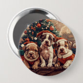 Weihnachts-Pit-Bull-Welpen Button (Vorne & Hinten)