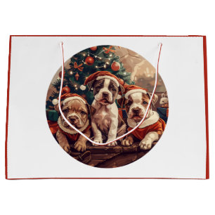 Weihnachts-Pit-Bull-Welpen Große Geschenktüte