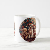 Weihnachts Pit Bull Welpen Hunde Kaffeetasse (VorderseiteRechts)
