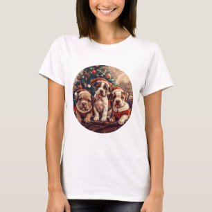 Weihnachts Pit Bull Welpen Hunde T-Shirt