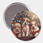 Weihnachts-Pit-Bull-Welpen Magnet (Vorderseite/Rückseite)