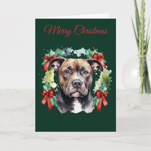 Weihnachts-Pitbull Feiertagskarte (Vorderseite)