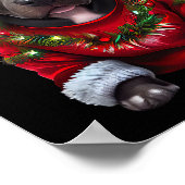 Weihnachts Pitbull Hund mit Xmas Santas Hat & Sw Poster (Ecke)