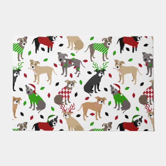 Weihnachts Pitbull Hunde Doormat Fußmatte (Vorderseite)