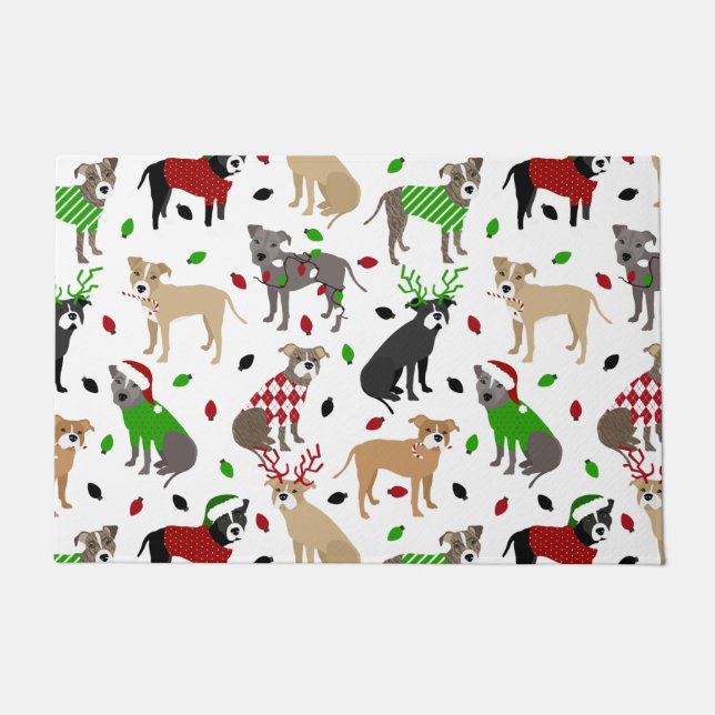 Weihnachts Pitbull Hunde Doormat Fußmatte (Vorderseite)