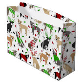 Weihnachts Pitbull Hunde Große Geschenktasche Große Geschenktüte (Rückseite Schrägansicht)