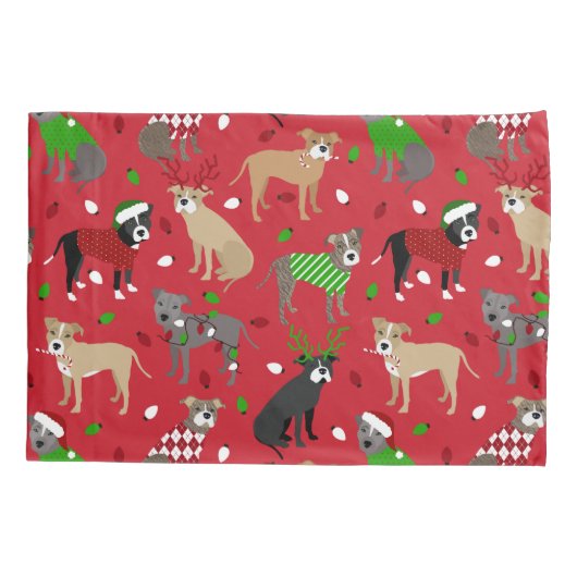 Weihnachts-Pitbull-Hunde Kissenbezug (Rückseite)