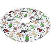 Weihnachts-Pitbull-Hunde Polyester Weihnachtsbaumdecke (Schrägansicht)