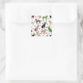 Weihnachts-Pitbull-Hunde Quadratischer Aufkleber (Tasche)