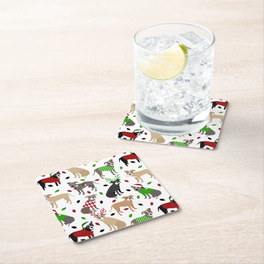 Weihnachts-Pitbull-Hunde Rechteckiger Pappuntersetzer (Vor Ort)