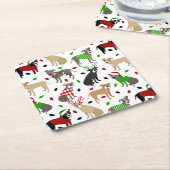 Weihnachts-Pitbull-Hunde Rechteckiger Pappuntersetzer (angewinkelt)