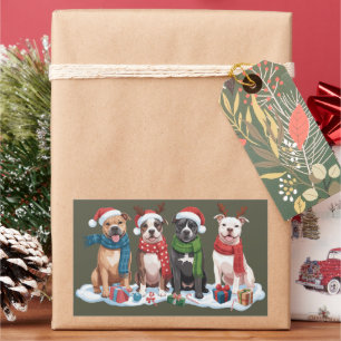 Weihnachts-Pitbull-Hundebesitzer-Geschenk Urlaub X Rechteckiger Aufkleber