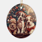 Weihnachts-Pitbull-Welpen Keramik Ornament (Links)