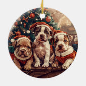 Weihnachts-Pitbull-Welpen Keramik Ornament (Hinten)