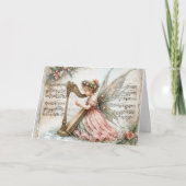 Weihnachts-Pixie-Fairy spielt Harfe Karte (Vorderseite)