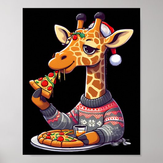 Weihnachts-Pizza-Giraffe  Poster (Vorne)