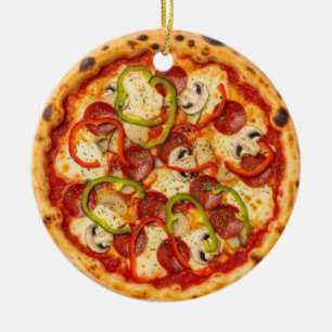 Weihnachts-Pizza, Lustiger Foodie, Weißer-Elefant- Keramik Ornament