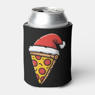 Weihnachts-Pizza-Stück-Santa-Hut-Peperoni-Feiertag Dosenkühler